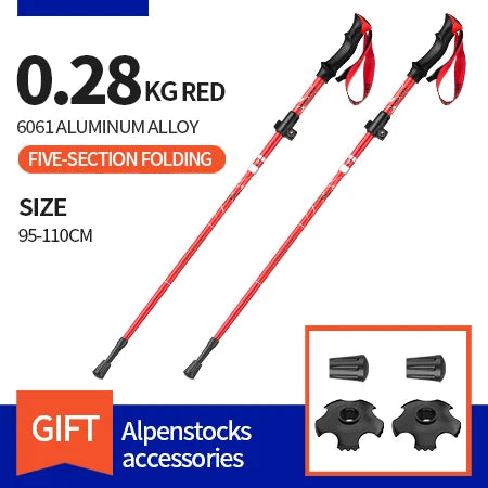 2PCS Ultralight Foldable Trekking Poles – Adjustable Aluminium Walking Sticks with EVA Grip