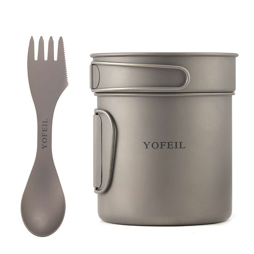 Yofeil Titanium Camping Cookware Set: Ultra-Light Frying Pan, Bowl, Cup - High Quality Tableware