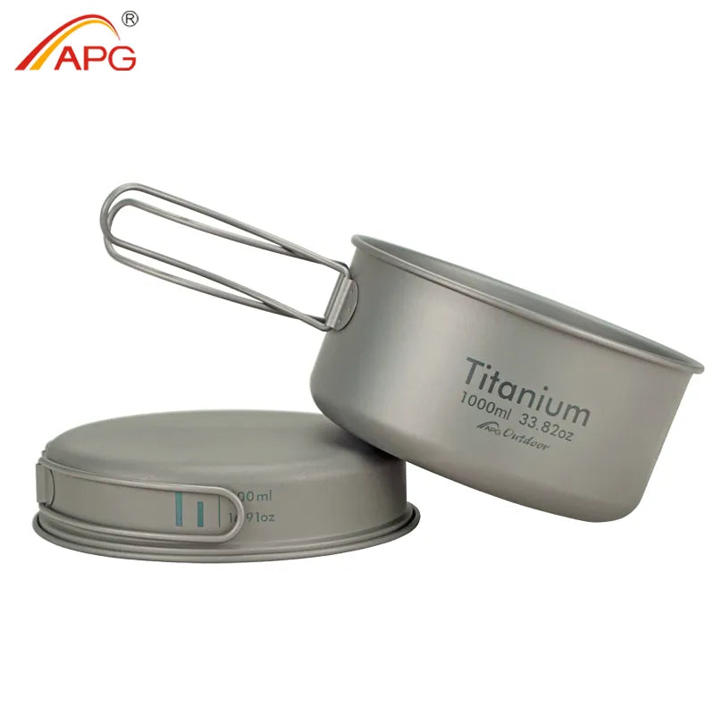 APG Ultralight Titanium Pan Outdoor Camping Tableware Titanium Pot Cookware