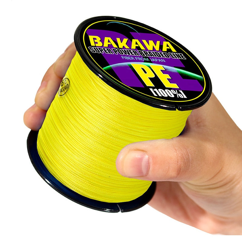 BAKAWA 4 Braided Fishing Line Length:300m/330yds Diameter:0.2mm-0.42mm,  yellow braided fishing line
