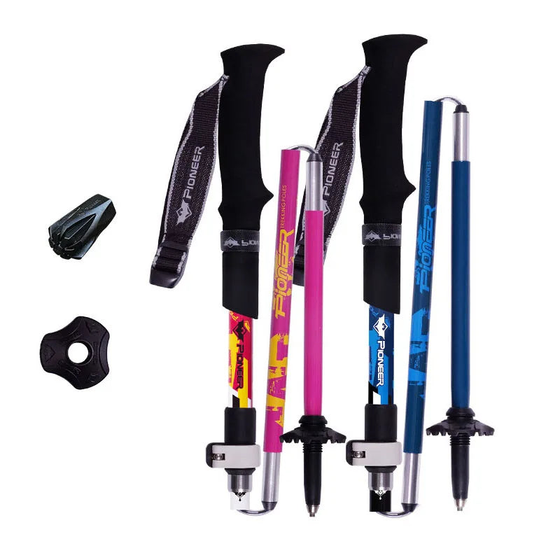 PIONEER Folding Hiking Walking Stick Lightweight Carbon Fibre & Aluminium 5-Part