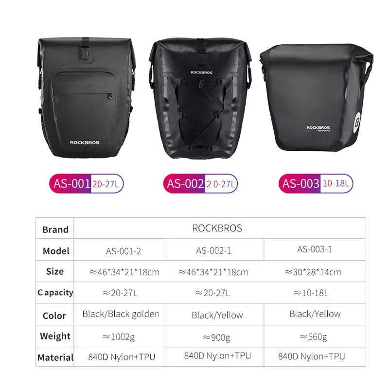 ROCKBROS Waterproof Bike Bag 27L Travel Cycling Bag Basket Bicycle Rear Rack Tail Seat Trunk Bags