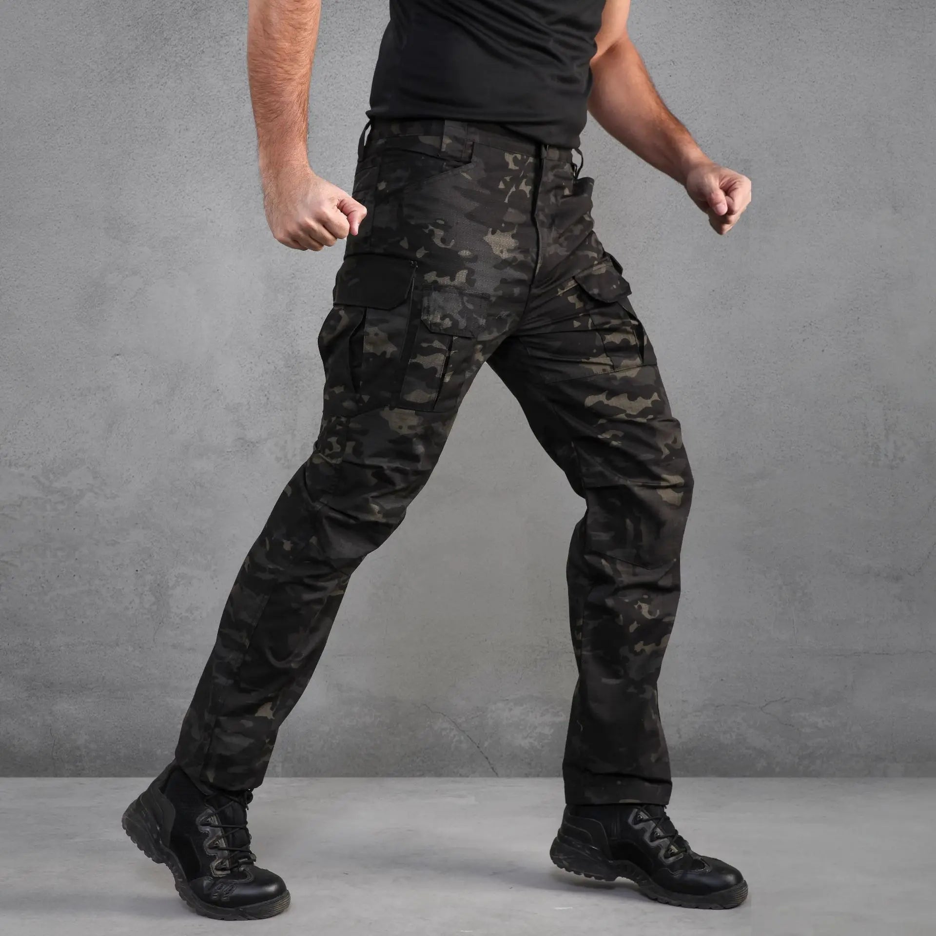Men's Multi-pocket Ripstop Water Resistant Camo Trousers Outdoor Hunting, Climbing, Tactical Pants
