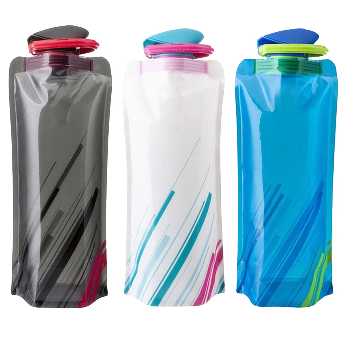 Foldable Water Bottle 700ml Soft Flask for Hiking, Camping, Running & Cycling