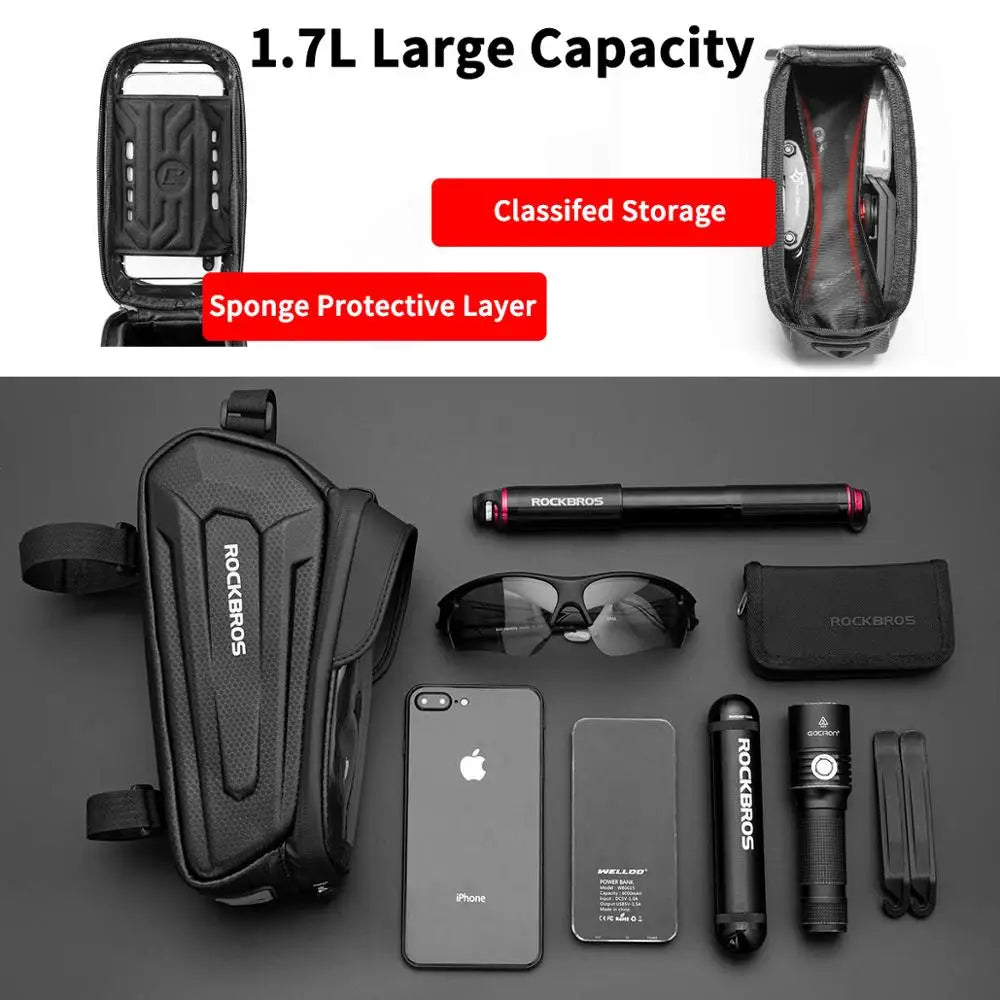 ROCKBROS Waterproof Bicycle Frame Bag with Touch Screen Phone Case