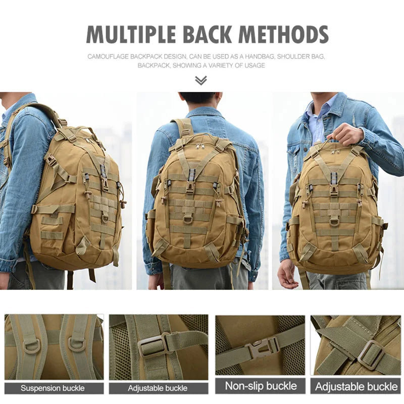 40L Tactical Hiking Backpack for Camping, Climbing & Outdoor Adventures – Reflective Molle Design