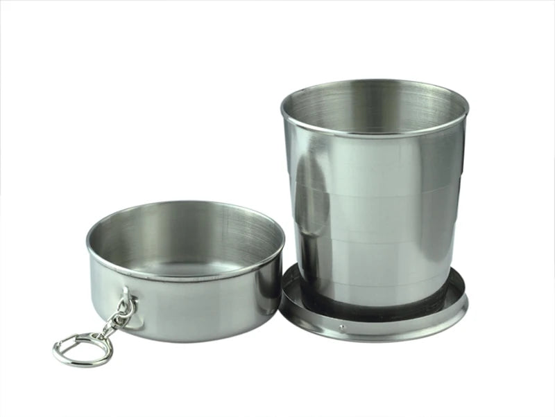 Folding Collapsible Cup 60ml/140ml/250ml Camping Mug Leakproof Stainless Steel Telescopic Cup