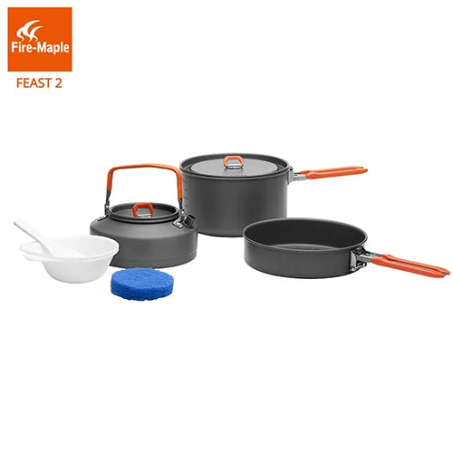 Fire Maple Feast 2 Aluminium Cookware Set Outdoor Camping Hiking Pot Pan Kettle Kit FMC-F2