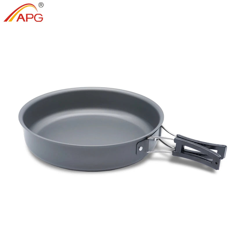 APG Camping Frying Pan Plate Folding Handle Outdoor Tableware Picnic Pot Cookware