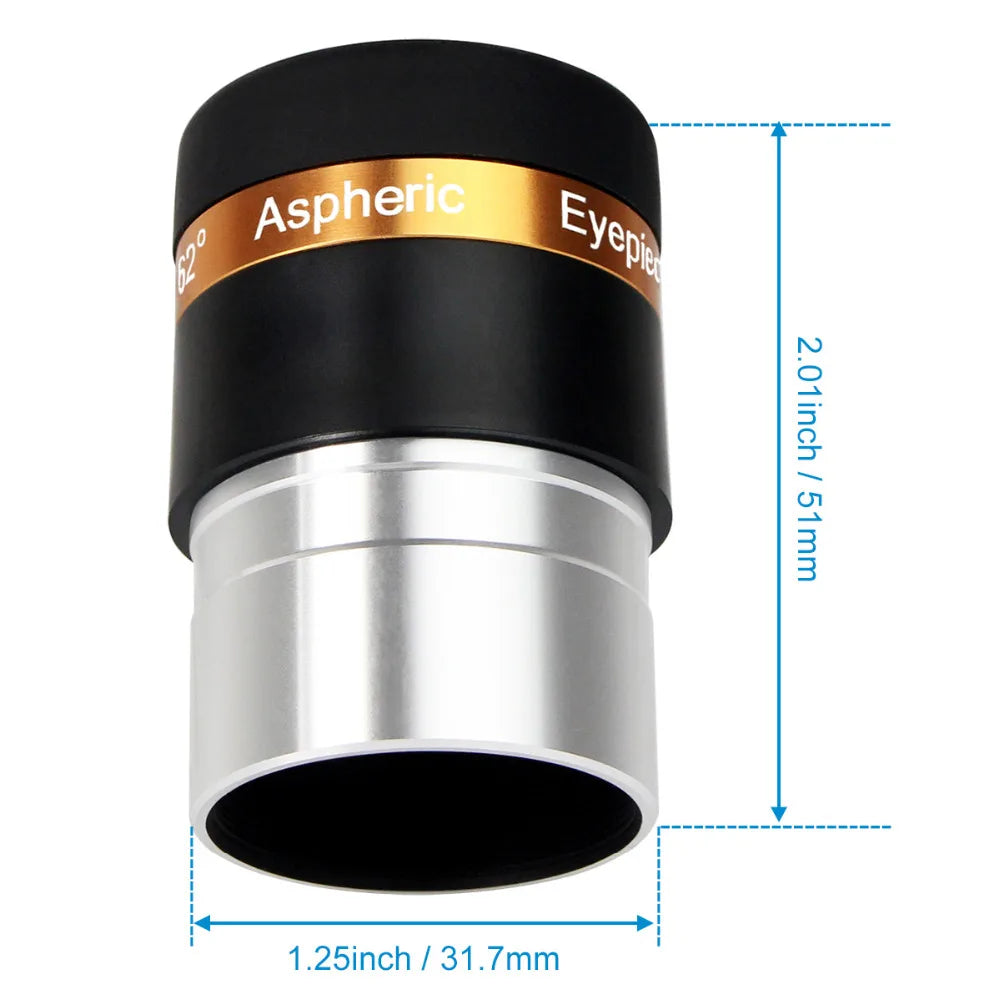 SVBONY 1.25" Aspheric Eyepiece – 62° Wide-Angle 4/10/23mm Fully Coated Telescope Lens
