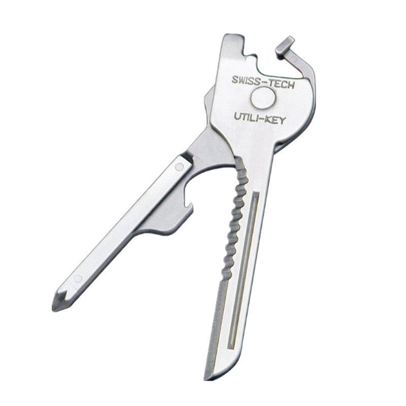 6 in 1 Stainless Steel Utili-Key Key Ring Chain Pocket Cutter Screwdriver Multi Tools Camping Survival Kit