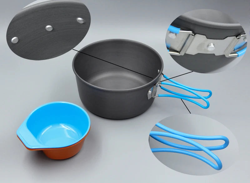 APG Hiking Picnic Tableware Backpacking Pot Pan Bowls Camping Cookware ultralight Foldable Handle
