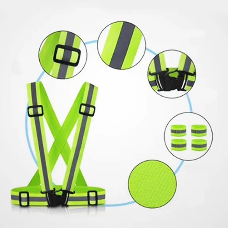 High Visibility Reflective Safety Vest – Lightweight Green Straps for Night Work, Running & Cycling