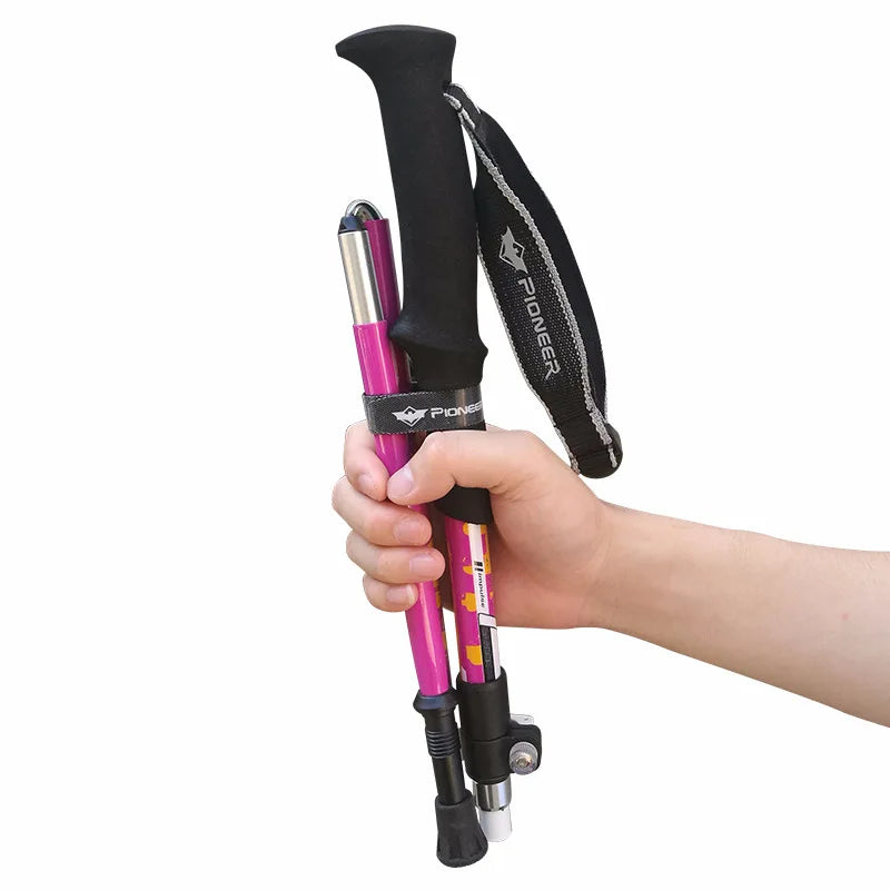 PIONEER Folding Hiking Walking Stick Lightweight Carbon Fibre & Aluminium 5-Part