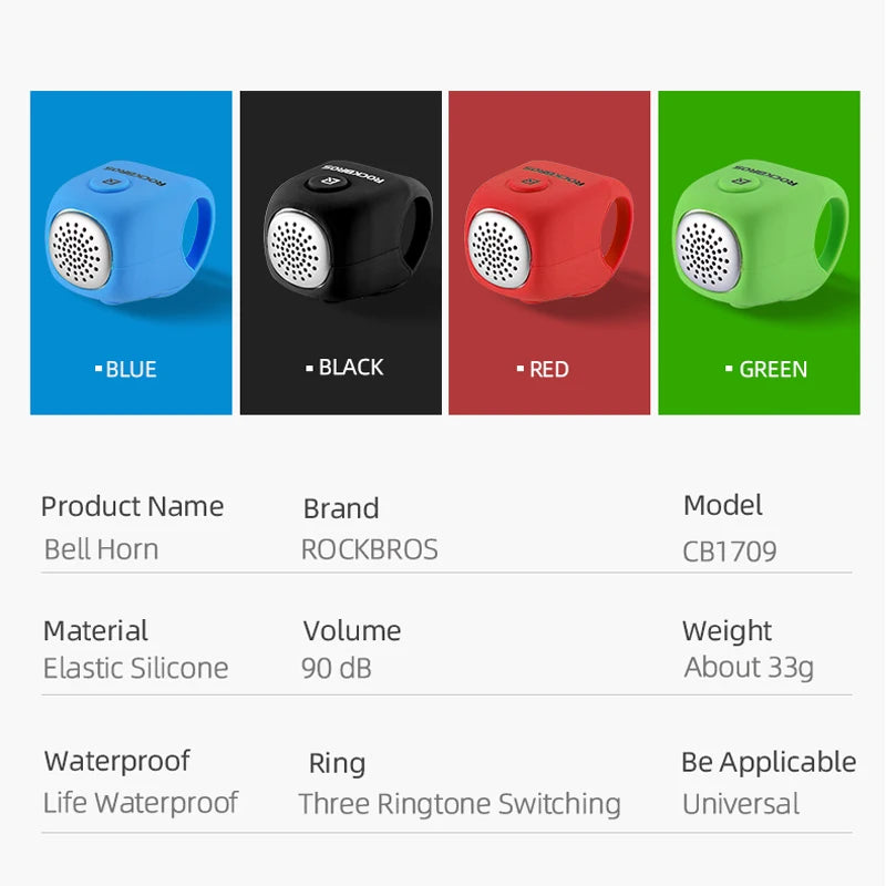 Electric Bike Bell 110 dB Rainproof Horn with 3 Sound Modes for MTB & Road Cycling