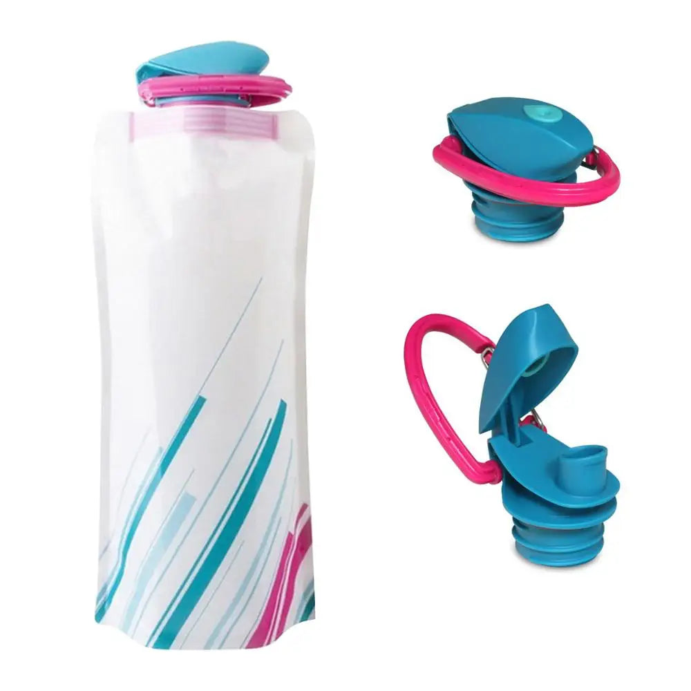 Foldable Water Bottle 700ml Soft Flask for Hiking, Camping, Running & Cycling