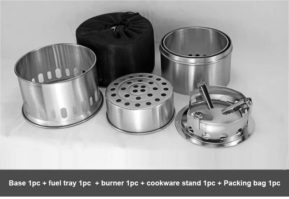 APG Camping Wood Stove Split Portable Gas Stainless Steel Gas Firewood Burners Backpacking Furnace