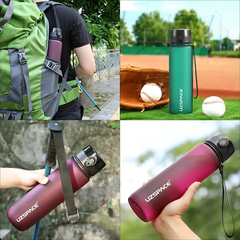 500/800/1000ml Sports Water Bottle BPA Free Portable Leak-proof Shaker Bottle Plastic Drinkware