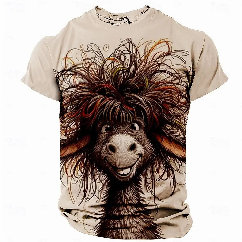 Men's T-Shirt Animal Chicken Print Summer Casual Short Sleeve Tee Street Fashion O-Neck Pullover