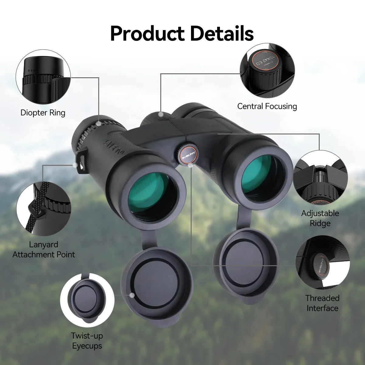 SVBONY SV202 ED Binoculars – 8x32 / 8x42 / 10x42 FMC BAK4 Prism Waterproof Fogproof Optics