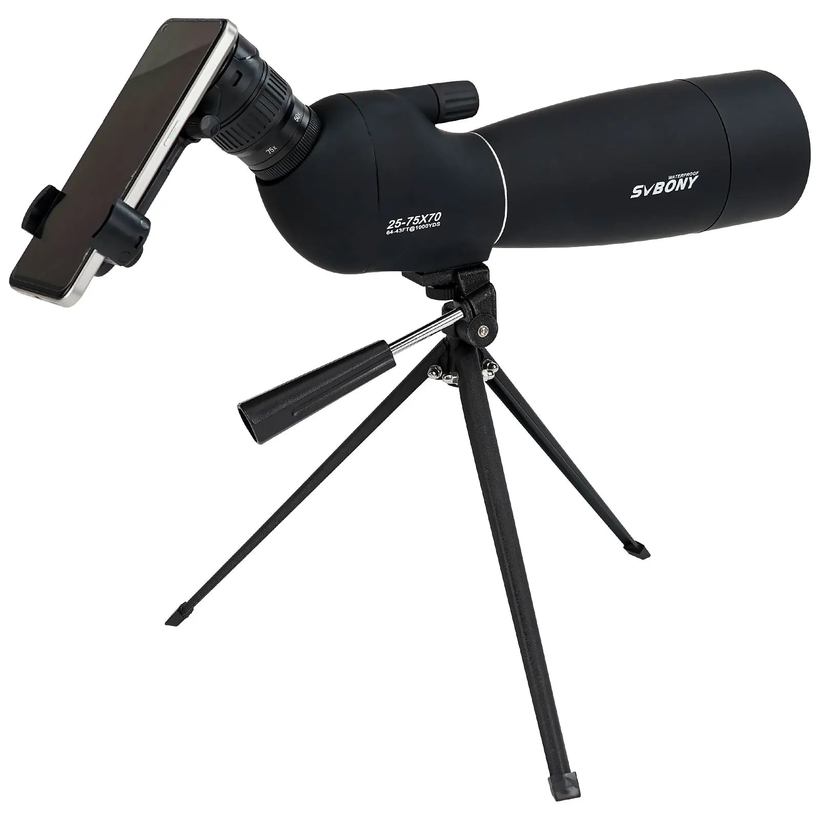 SVBONY SV28PLUS 25–75x Spotting Scope – 50/60/70mm FMC BAK4 Prism Long-Range Telescope
