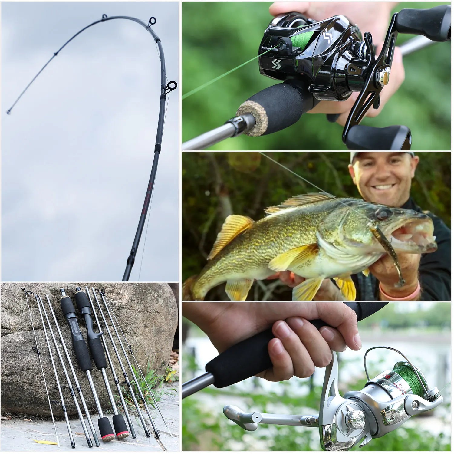 Sougayilang 1.7m 5 Section Travel Fishing Rod Spinning Casting Lure Rod