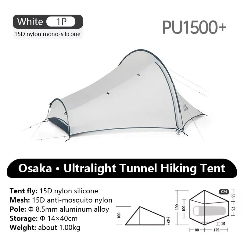 Osaka Tunnel Ultralight Camping Tent for 1–2 People – Waterproof Four-Season Shelter (NATUREHIKE)