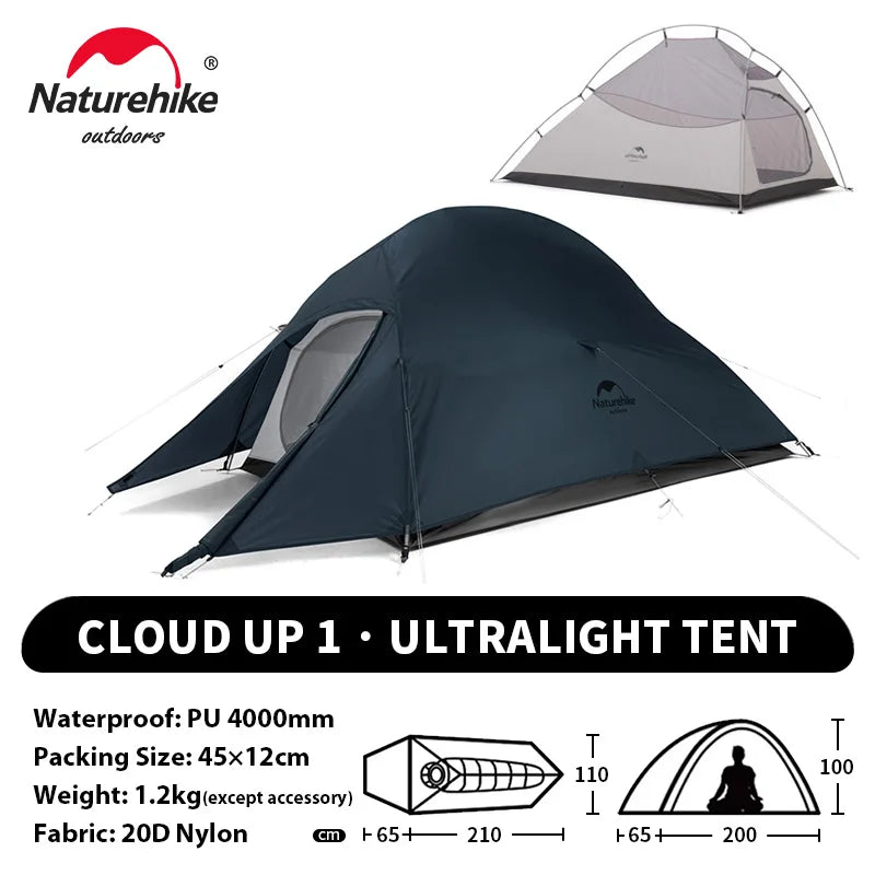 Cloud Up 1 Ultralight Waterproof Trekking Tent for Solo Camping, Hiking & Bikepacking (NATUREHIKE)