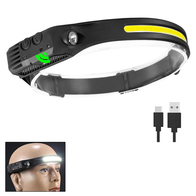 Headlamp XPG+COB LED with Built-in Battery Flashlight USB Rechargeable 6 lighting Modes Head Torch