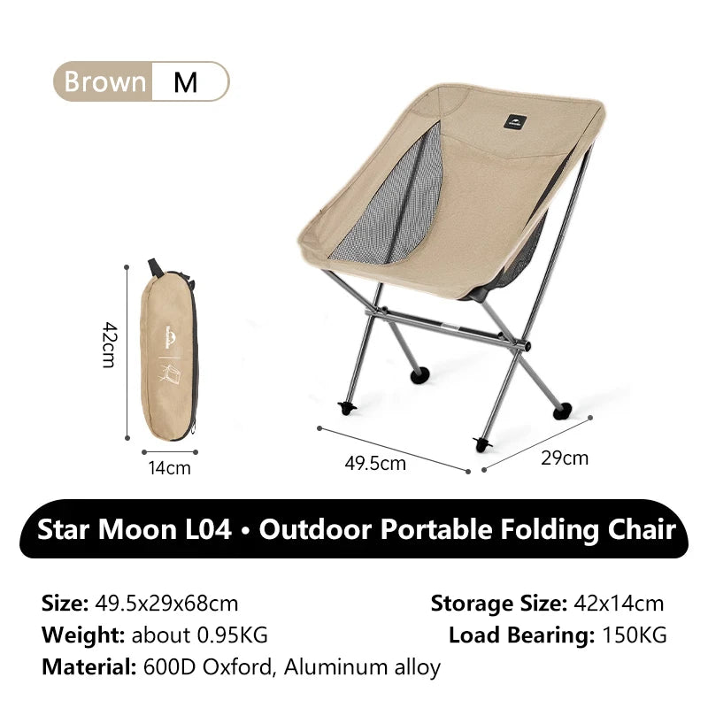 Star Moon Chair L04 Ultralight Portable Folding Camping Chair Aluminium Outdoor Picnic Backrest Seat