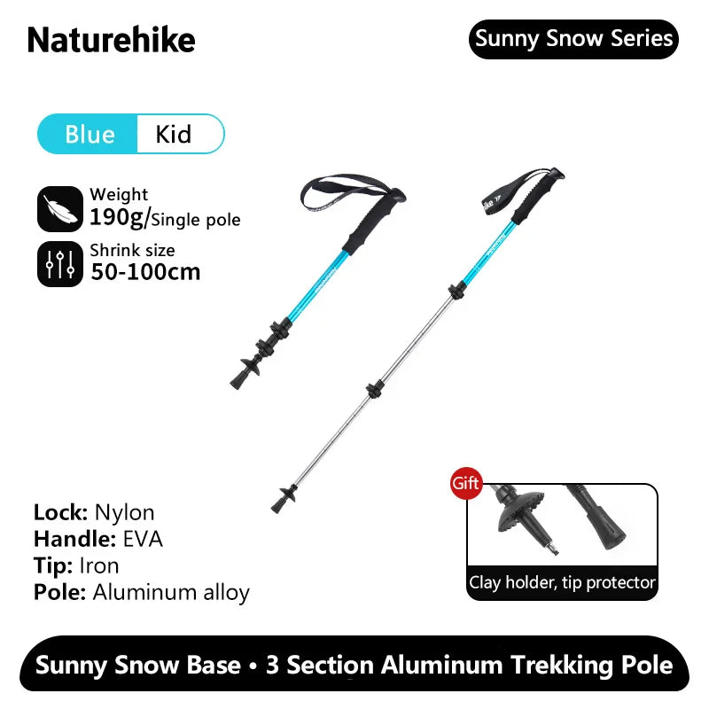 Naturehike Sunny Snow Base Walking Sticks – Ultralight Aluminium Trekking Poles for All Ages