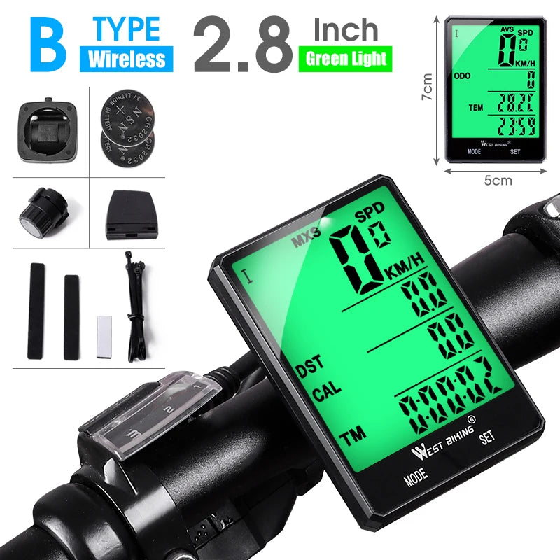 WEST BIKING Cycling Speedometer Digital Waterproof Bike Odometer, Wireless and Wired 20 Functions