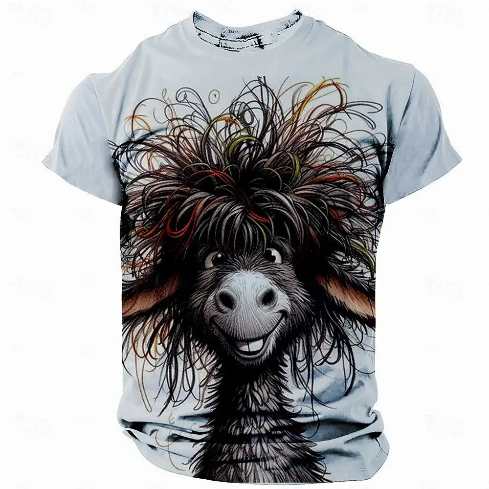 Men's T-Shirt Animal Chicken Print Summer Casual Short Sleeve Tee Street Fashion O-Neck Pullover