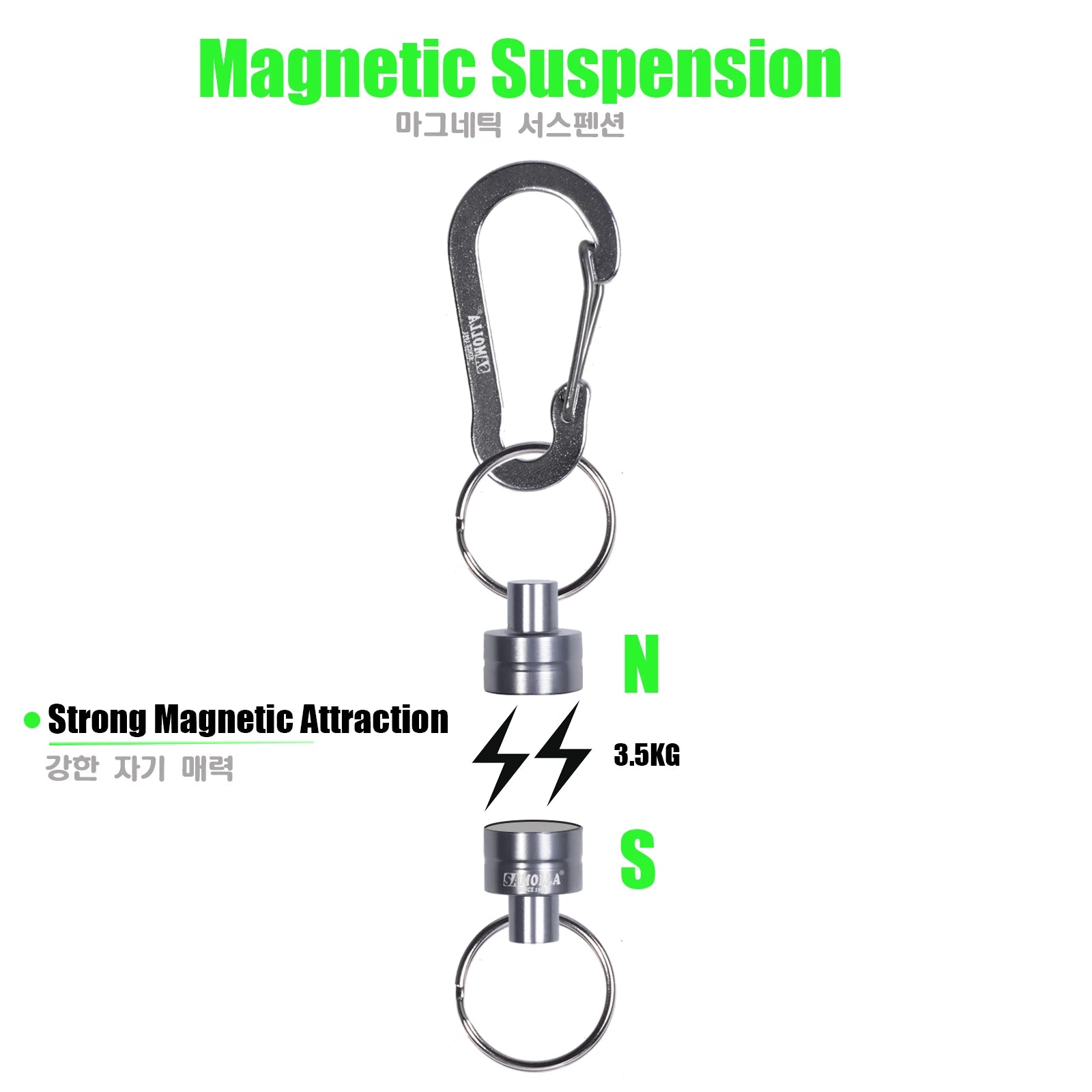Magnetic Net Release Holder With Coiled Lanyard Fly Fishing Tools Strong Magnet Carabine Fast Buckle