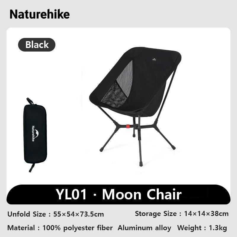 YL01 High Back Ultralight Portable Folding Camping Chair Outdoor Relax Fishing Moon Seat