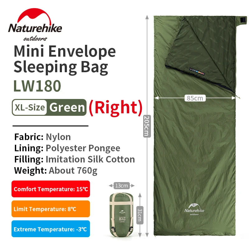 Naturehike 2 Persons Sleeping Bag Envelope Type Splicing Portable Outdoor Ultralight Sleeping Bag