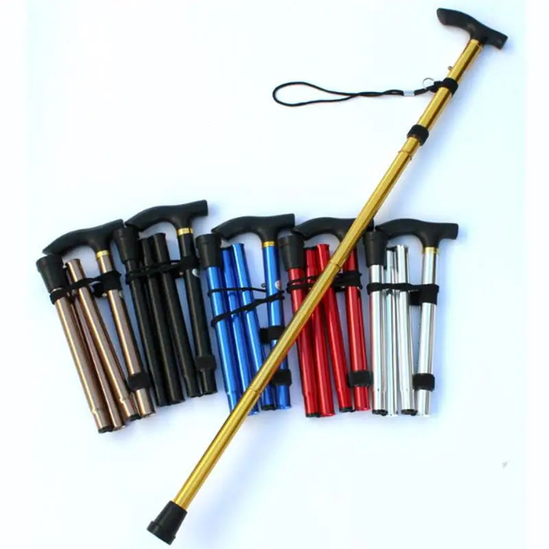 Foldable Aluminium Walking Cane – Telescopic Trekking Stick for Hiking & Elderly Support