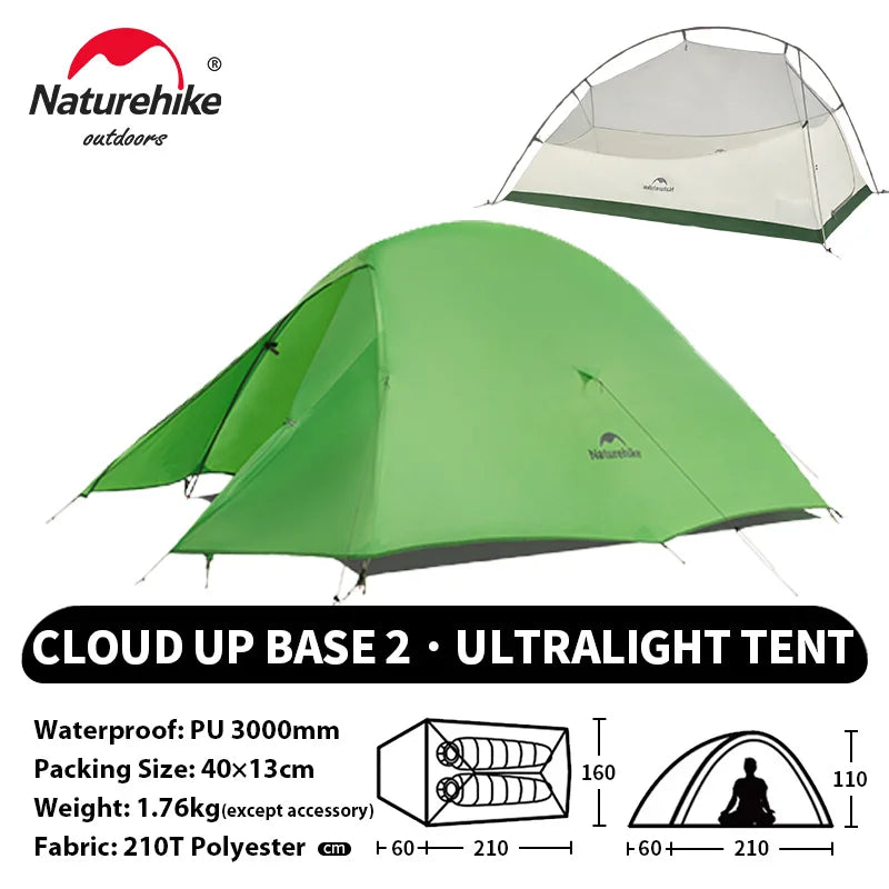 Naturehike Cloud Up 2-Person Ultralight Camping Tent – Waterproof & Durable Hiking Tent