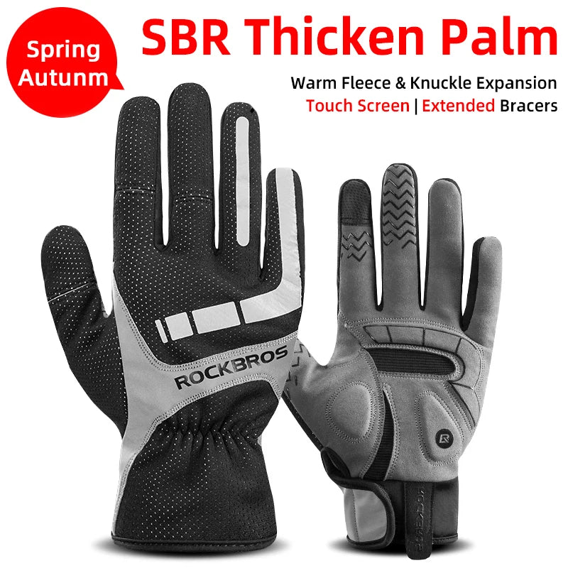 ROCKBROS Full Finger Touchscreen Cycling Gloves for Autumn & Mild Winter Riding