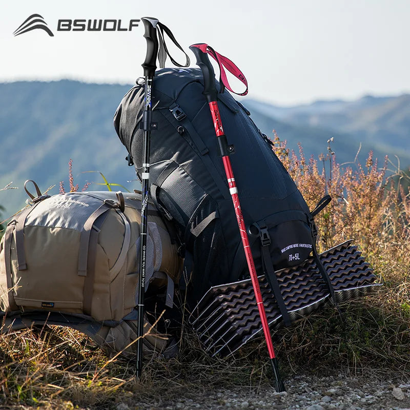 2PCS Ultralight Folding Trekking Poles – Adjustable Aluminium Walking Sticks with EVA Handles