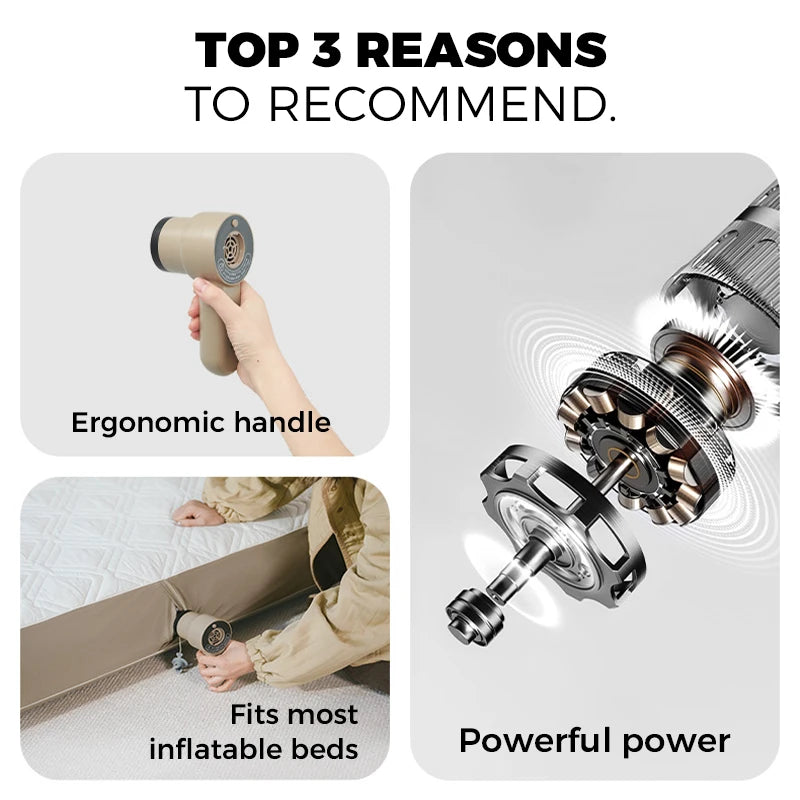 NATUREHIKE Cordless Electric Air Pump 600L/min Rechargeable Inflator for Camping Mattresses