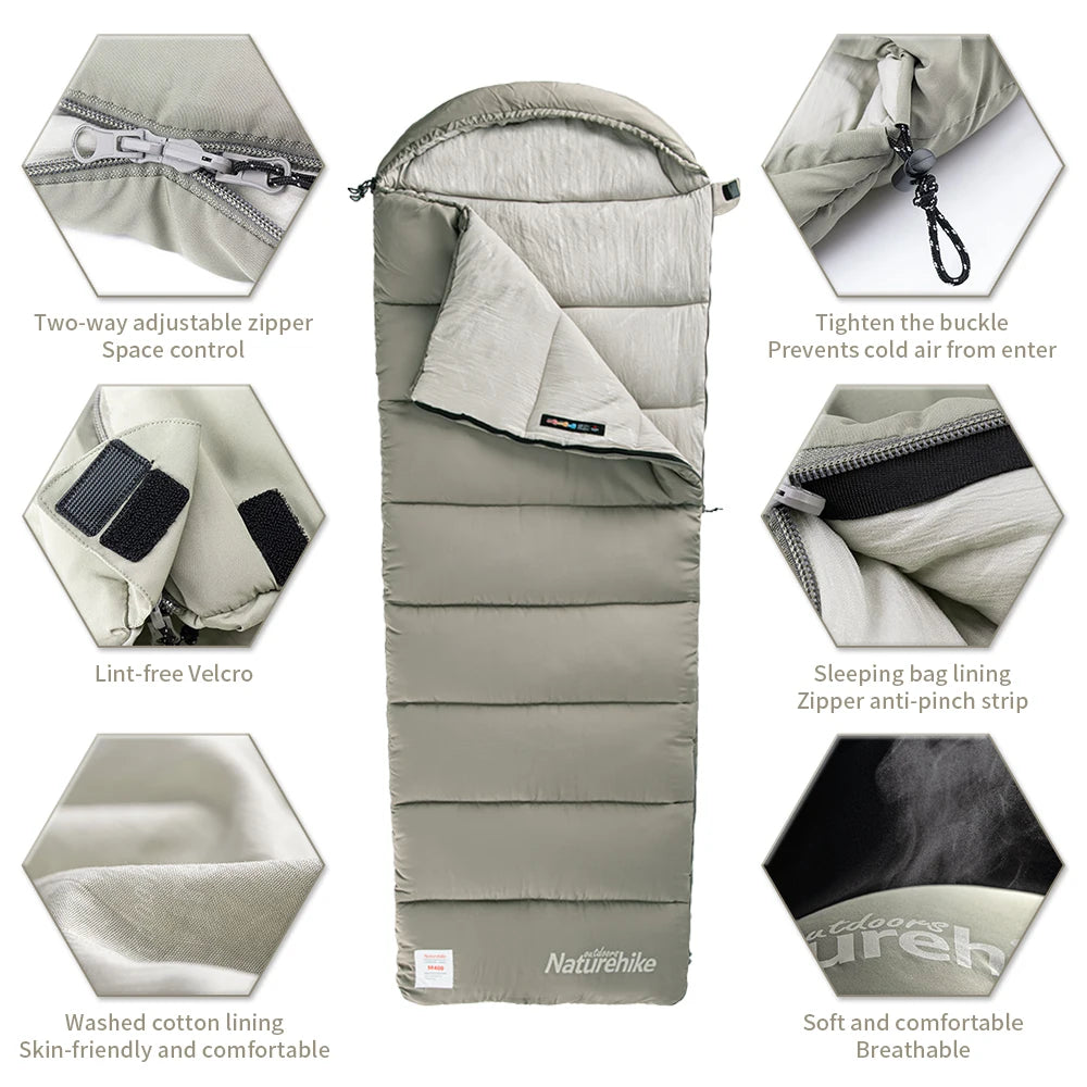 M180 Ultralight Hooded Sleeping Bag Waterproof Spliceable Winter Camping Warm 1℃–12℃