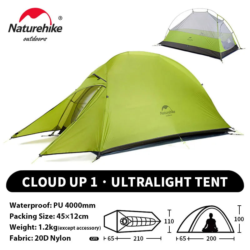 Cloud Up 1 Ultralight Waterproof Trekking Tent for Solo Camping, Hiking & Bikepacking (NATUREHIKE)