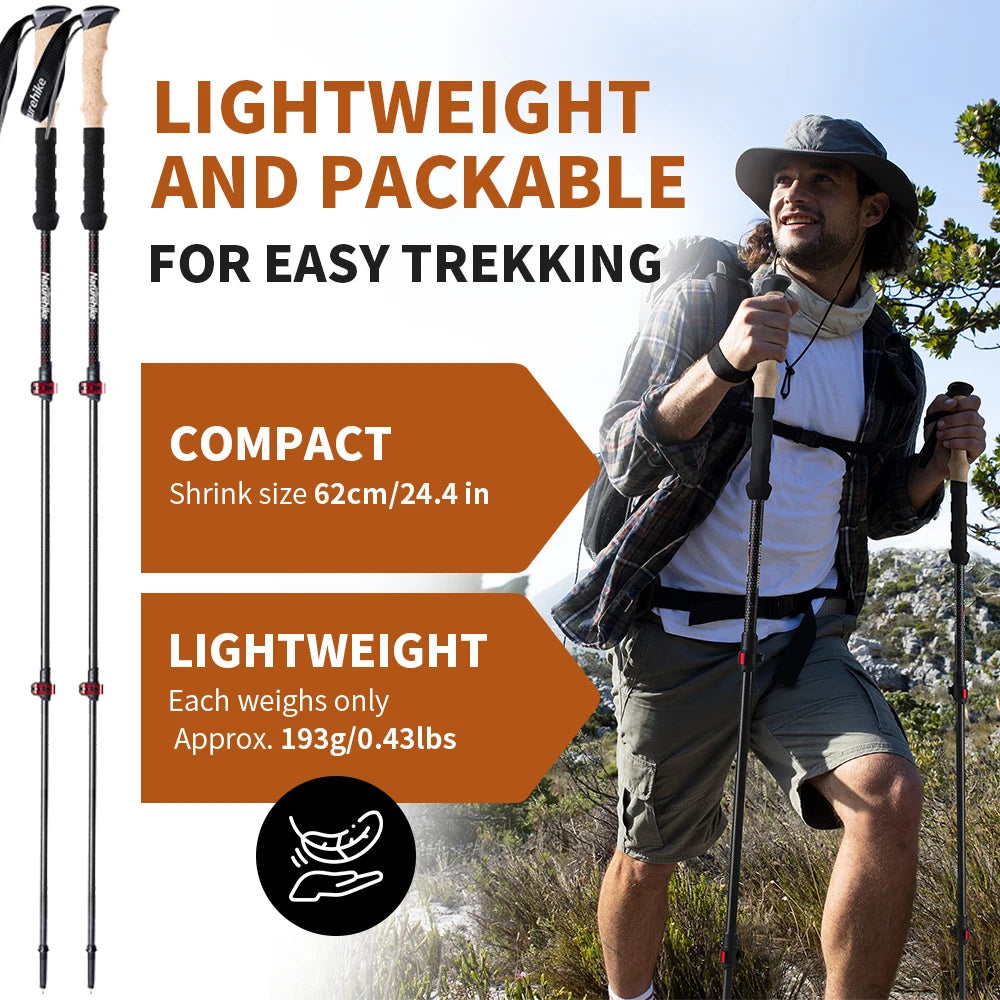 Carbon Fiber Collapsible Trekking Poles – Lightweight, Telescopic & Shock-Absorbing Hiking Sticks