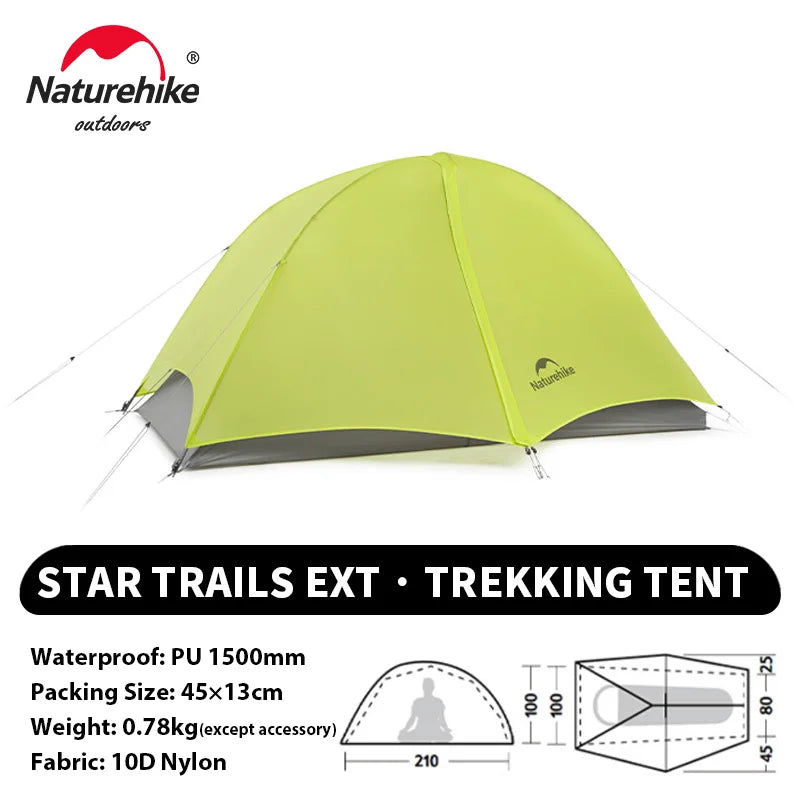 Star Trails EXT Ultralight 1-Person Trekking Tent Waterproof Anti-Storm Shelter for Hiking & Camping