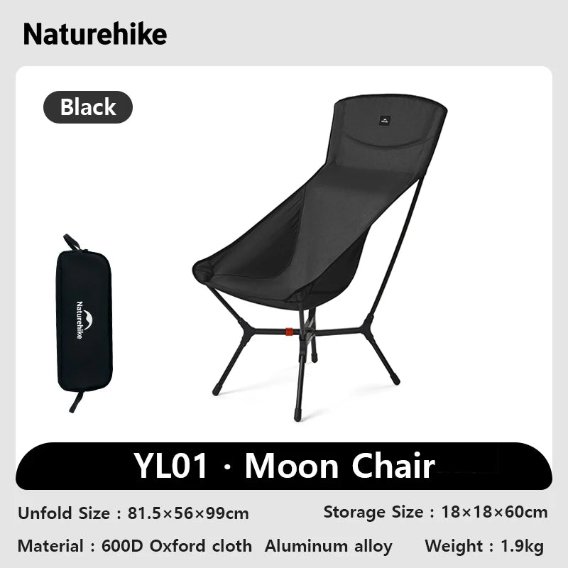 YL01 High Back Ultralight Portable Folding Camping Chair Outdoor Relax Fishing Moon Seat
