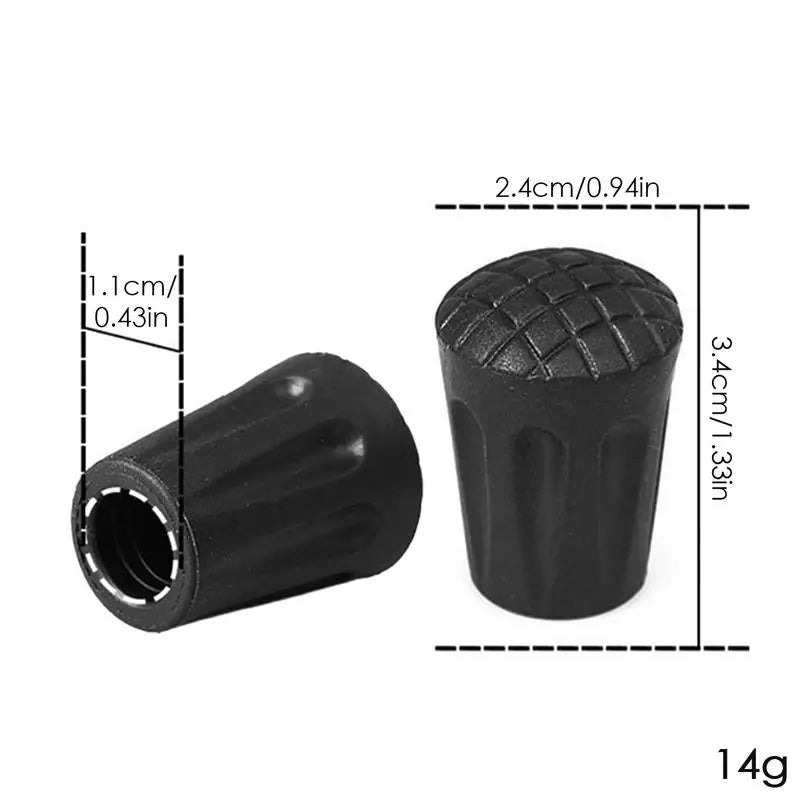 6-Pack Non-Slip Trekking Pole Tips – 11mm Rubber Hiking Stick End Protectors