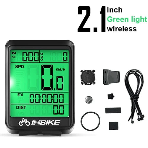INBIKE 2.1 Inch Wireless Bike Computer Waterproof Cycling Speedometer Odometer