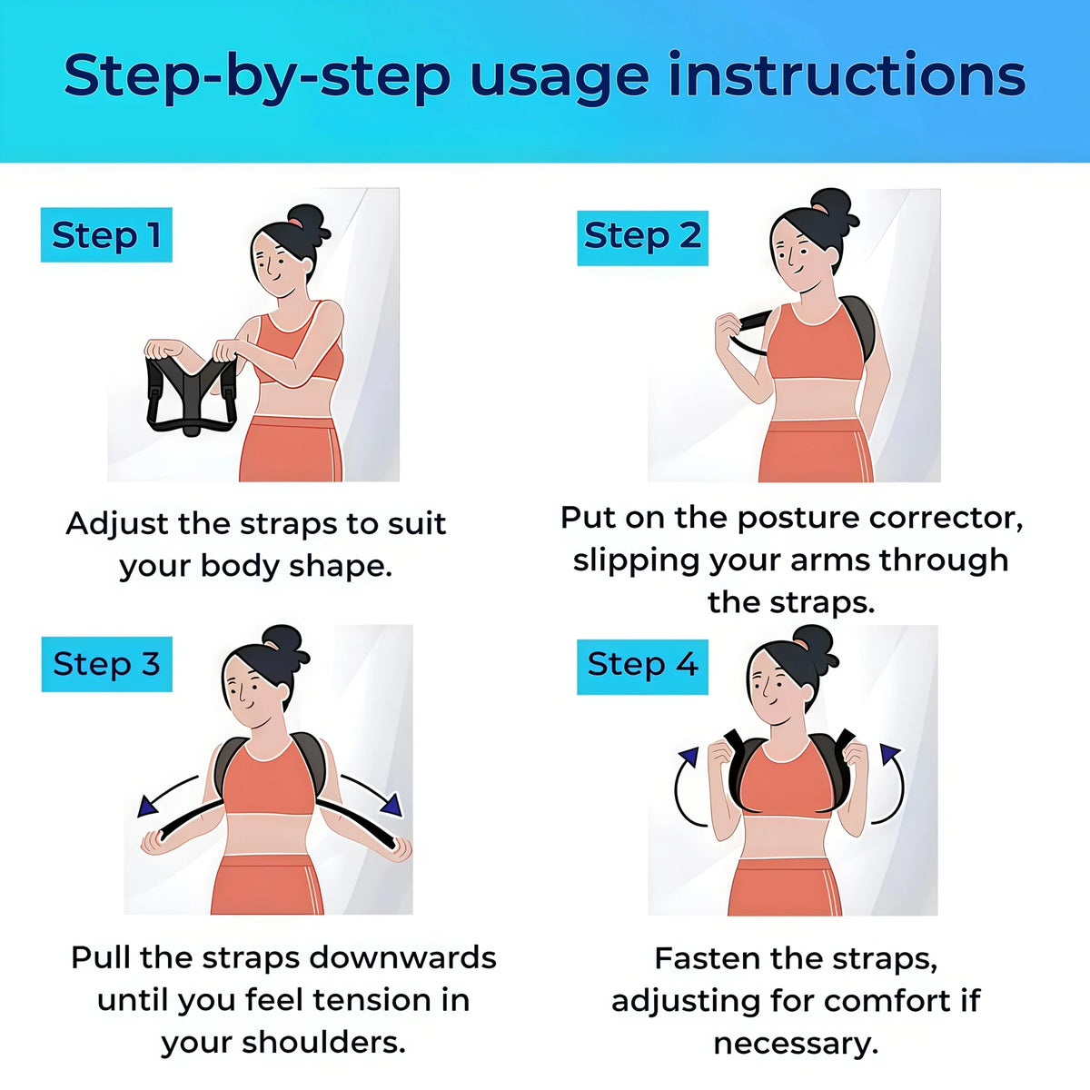 Adjustable Back Brace Posture Corrector for Men and Women – Upper Back and Shoulder Support