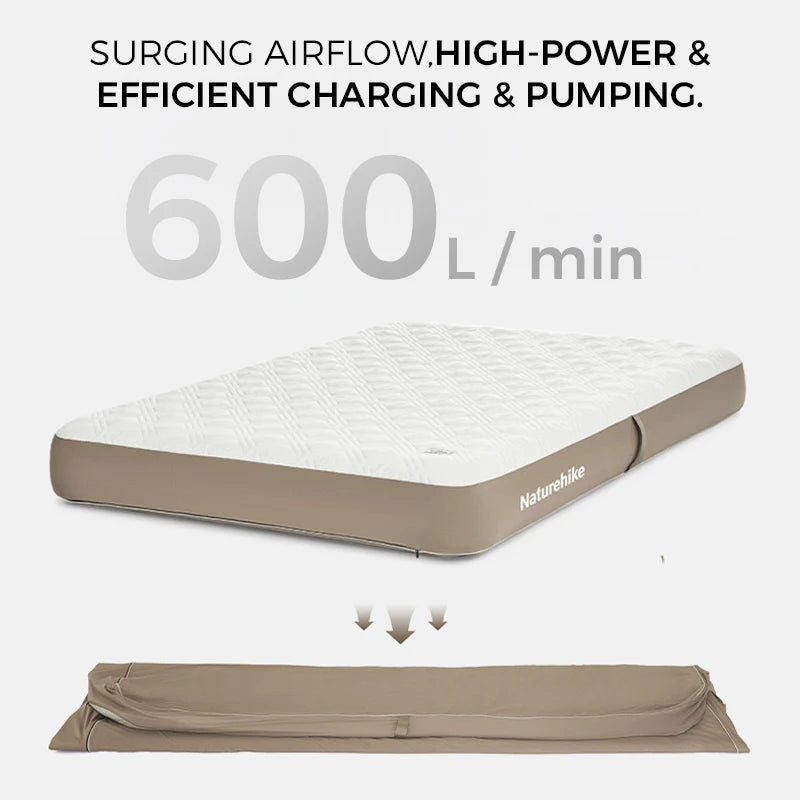 NATUREHIKE Cordless Electric Air Pump 600L/min Rechargeable Inflator for Camping Mattresses